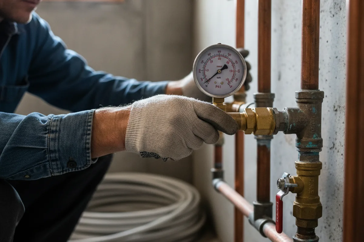 Pressure testing a repaired line during Water Line Repair in Springfield Center